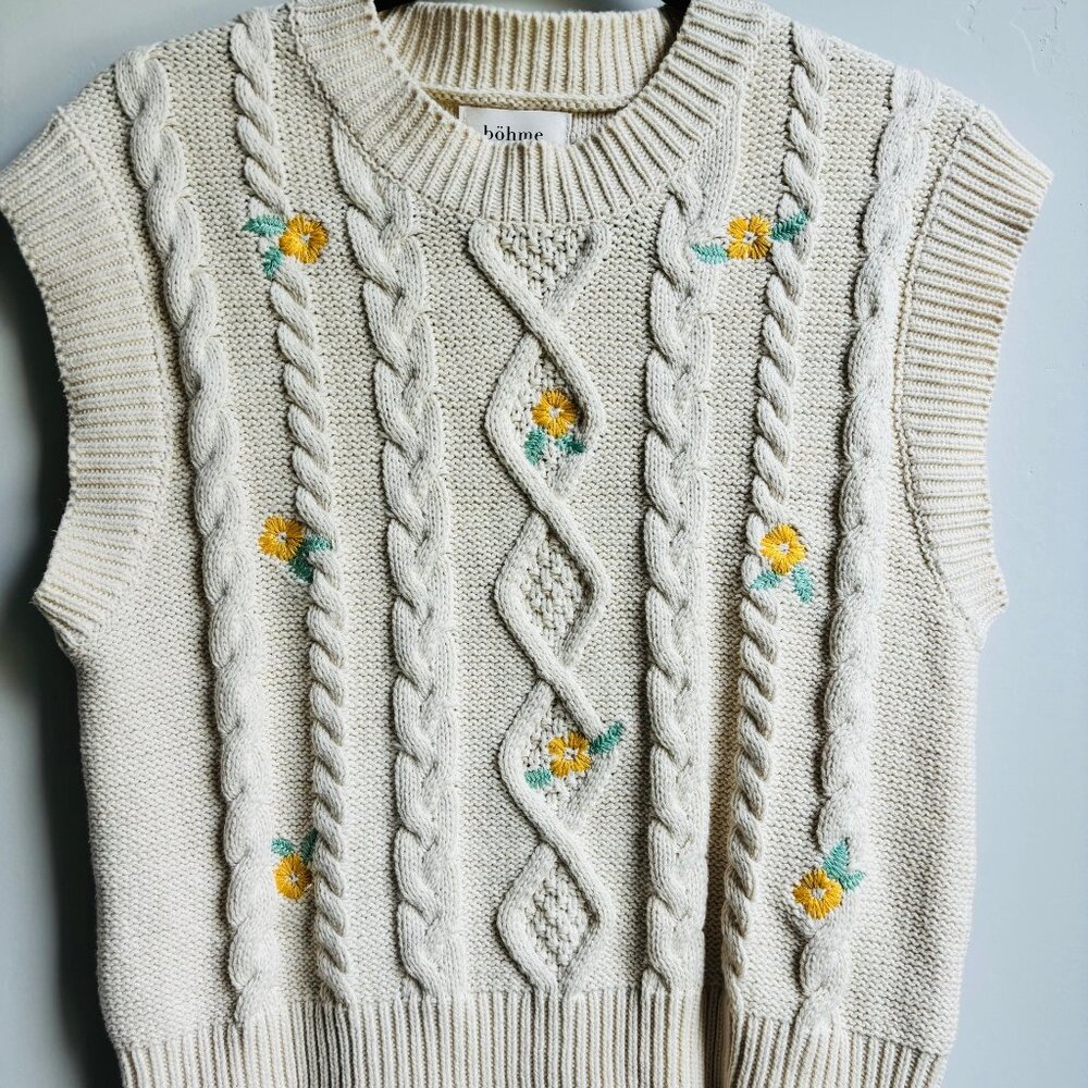 Bohme Cream Cable Knit Tank Top